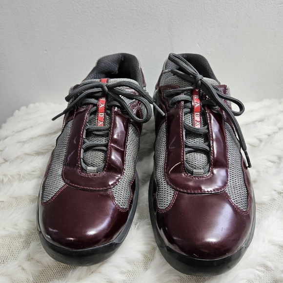 Prada Men's Colorblock Burgundy Shoes - Picture 15 of 15